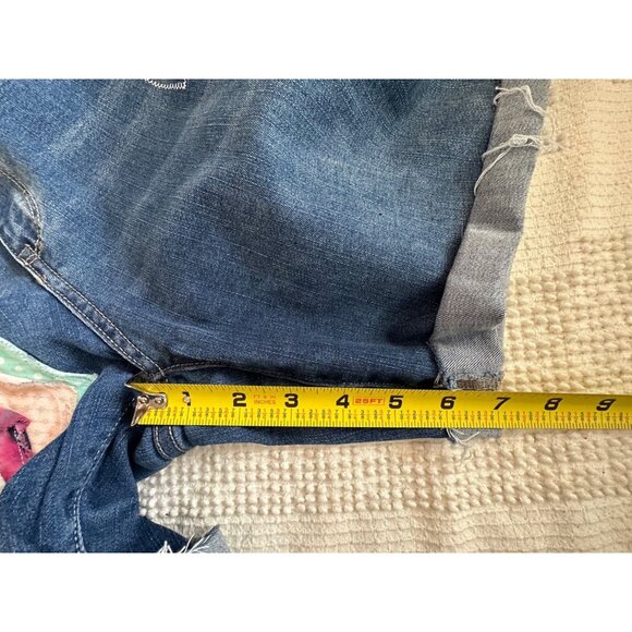 The Scrappy Camper Shorts 16 Denim Upcycled Boho Festival Butterfly Floral OOAK - Picture 16 of 16